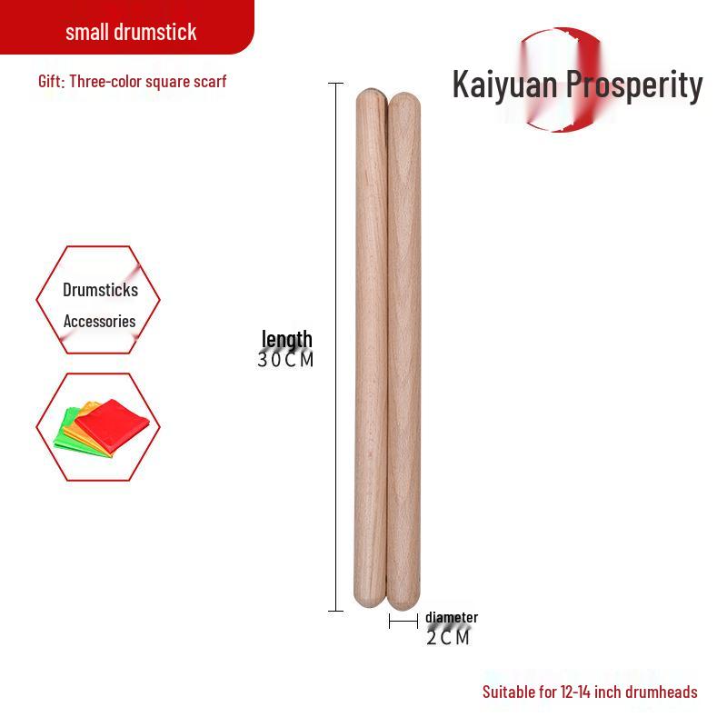 Solid Wood Drumsticks with Red Ribbon for Adult & Children Drumming and Dance.