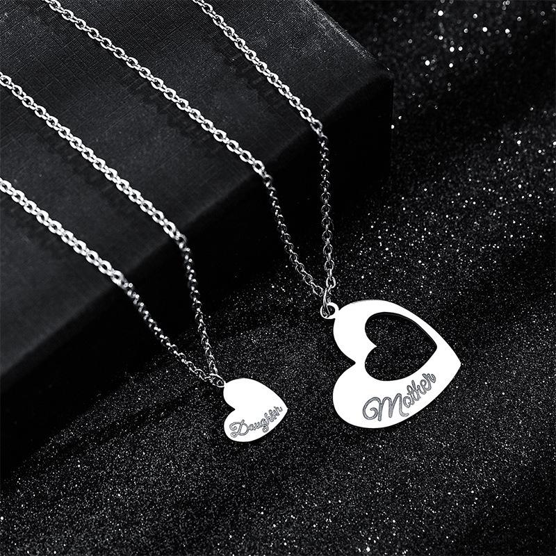 MotherDaughter Mother's Day Hollow Love Pendant Necklace Accessories Female Gift Mother and Daughter