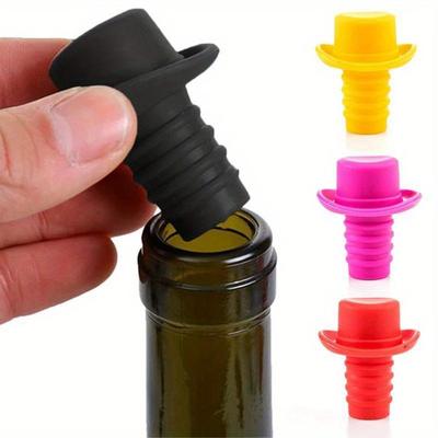 1pc Cute Silicone Wine Stopper  Reusable Container Cap Pourer, Food-Grade Seal for Freshness
