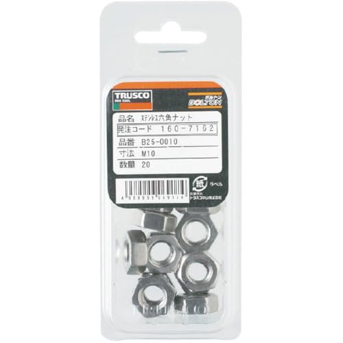 TRUSCO Hex Nuts, Type 1, Stainless Steel, Size M6 x 1.0, Pack of 85, B25-0006