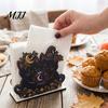 Rustic Kitchen Storage Halloween Wooden Napkin Holder, Ghost Black Cat Decorative Tabletop Tissue Countertop Organizer Dispenser, Paper Towel