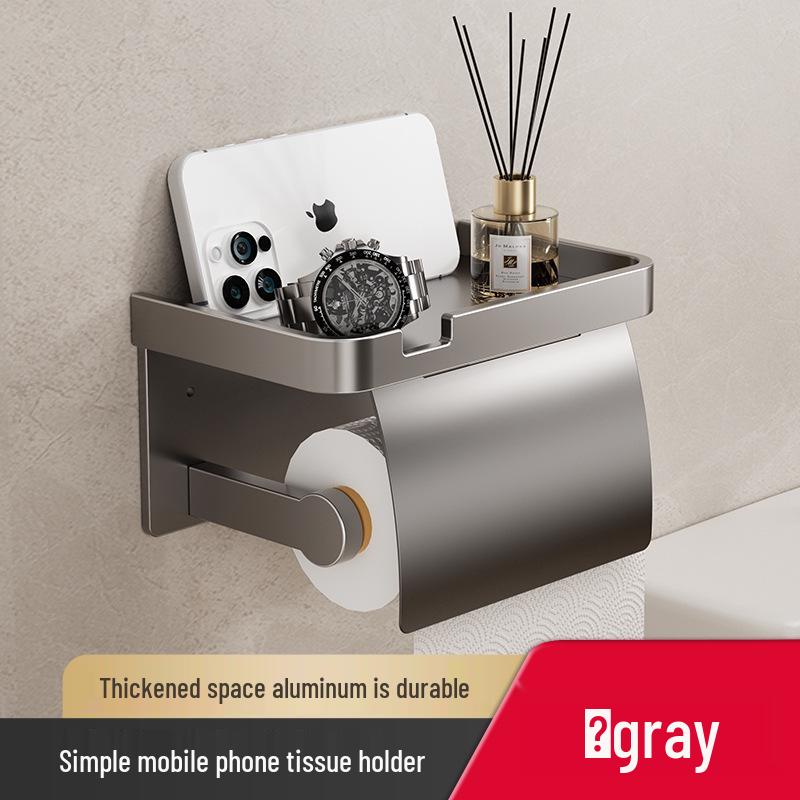 Gun Gray No-Drill Bathroom Towel Rack & Toilet Storage Set