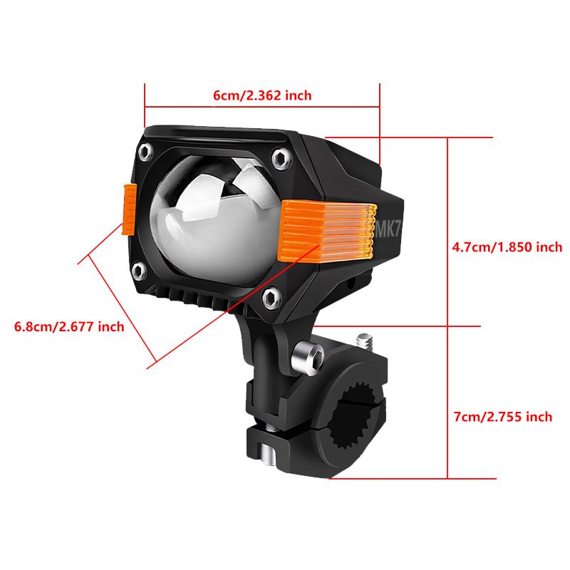 LED Motorcycle Auxiliary Spotlights Hi/Low Beams With Red Devil Eyes Driving Fog Lights for Truck Golf Cart SUV ATV 4X4 12V 24V