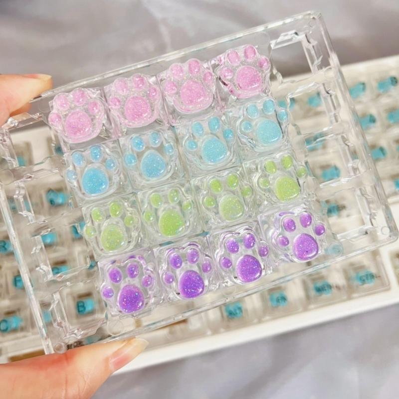 Color Resin Kitten Claw Keycap for Mechanical Keyboards Perfectly Gift for Gamers and Keyboard Customizers