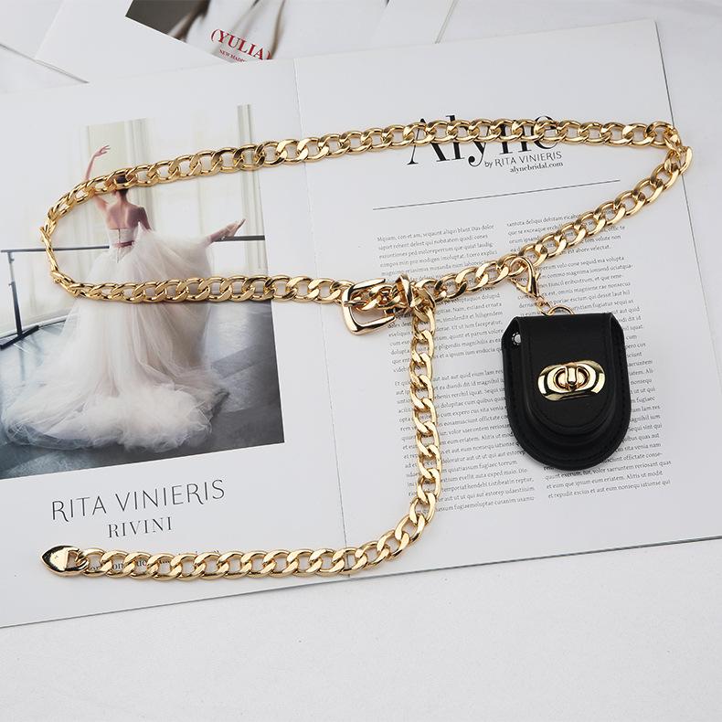 Men'S And Women'S Hip Hop Metal Chain Bag Accessories Dress Jeans Belt Decorative Trendy Chain