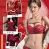 Red Underwear Women's Wedding Bride Small Breasts Gather Lace Natal Year New Bra Cover Is Not Available