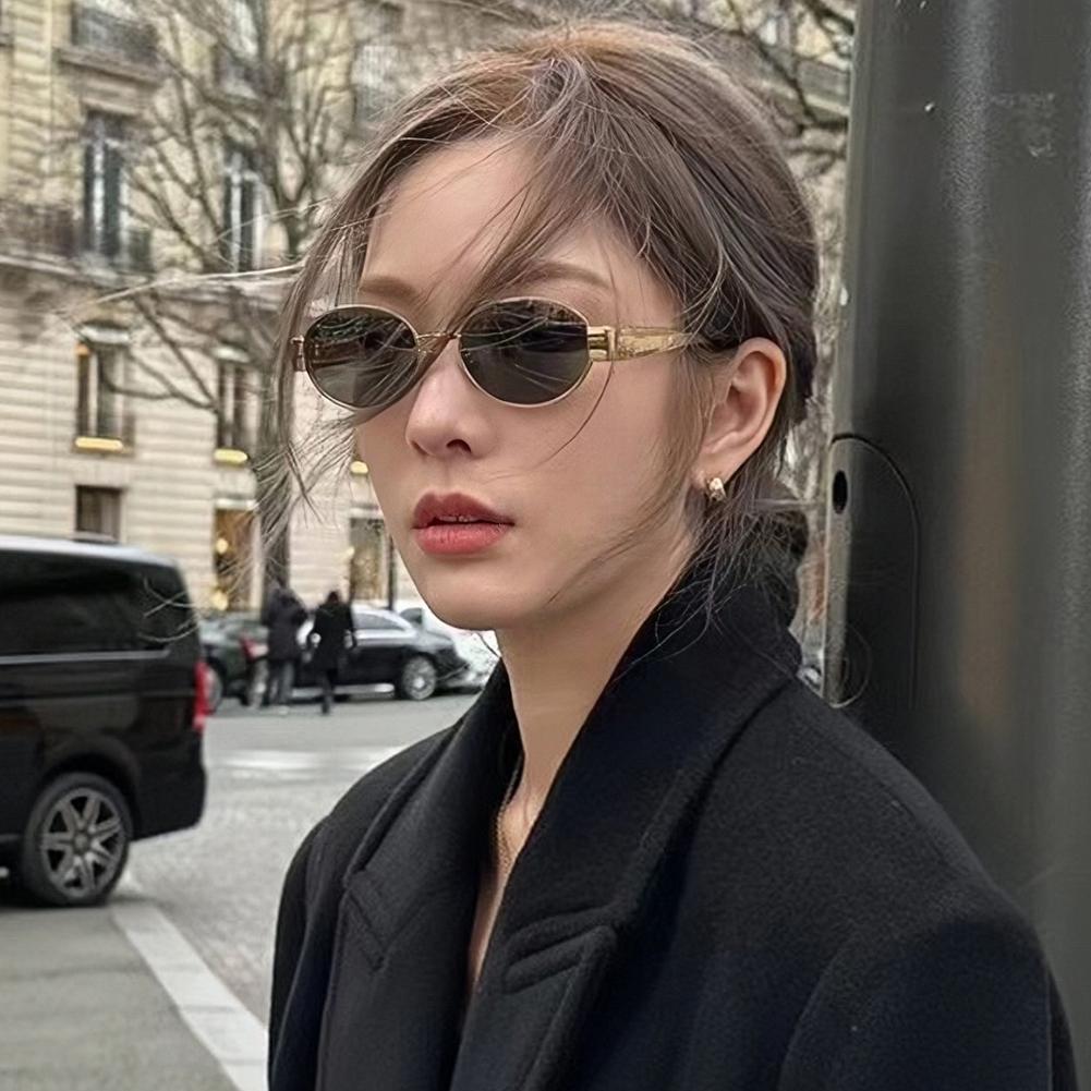 Steampunk Sonnenbrille Retro Damen Ovale Sonnenbrille Mode Damen Klassisch Retro Klein Metall Markenbrille Große Rahmenbrille