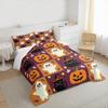 Cute Halloween Ghost Pumpkin Black Cat Bedding set (1 duvet cover, 2 pillowcases, duvet not included), Purple Orange Cartoon Pattern Art Print