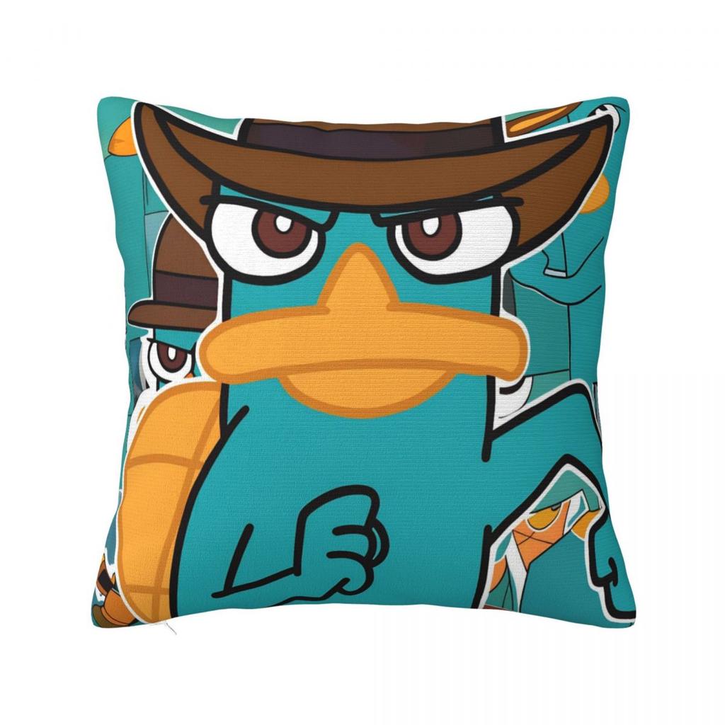 Perry The Platypus Square Pillow Case Cartoon Duck Cushion Covers Awesome Zippered Decor Pillowcase for Car cm