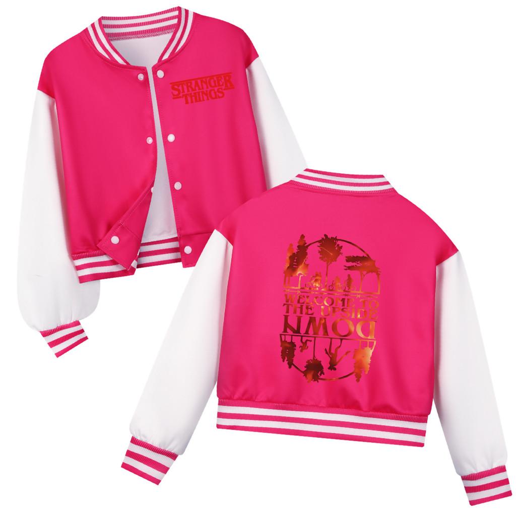 5278 Kinder Stranger Things Bedruckte Lässige Oberbekleidung Langärmelige Baseballjacke Mantel