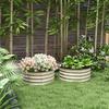 Set of 2 Raised Garden Bed, Metal Planter Box with Safety Edging, Easy-to-assemble Stock Tank, Cream White