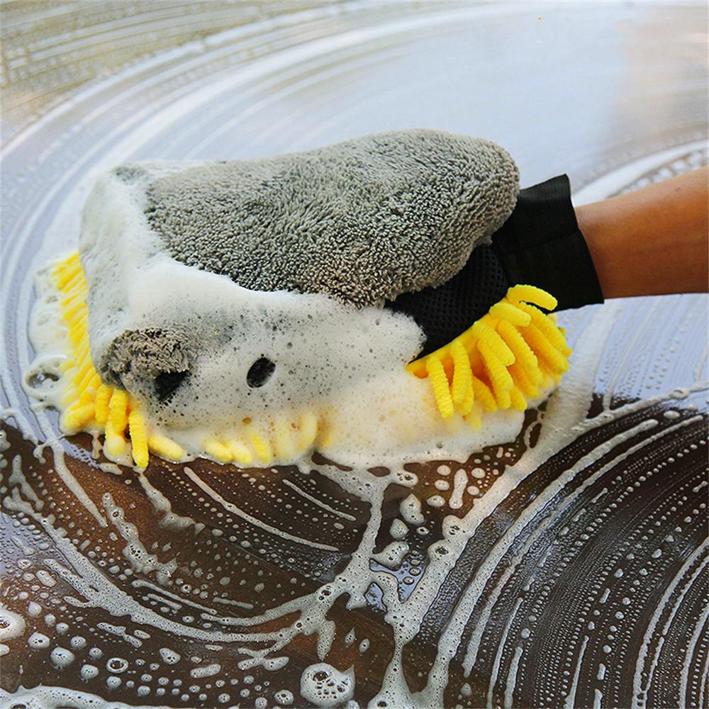 Large Microfiber Car Wash Mitt Waterproof Chenille Gloves Thick Car Cleaning Mitt Wax Detailing Auto Care Double-faced Glove New