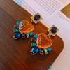 Elegant Knot Diamond Embedded Enamel Flower Earrings Vintage Court Style Women's Fashion Jewelry Personality Trend