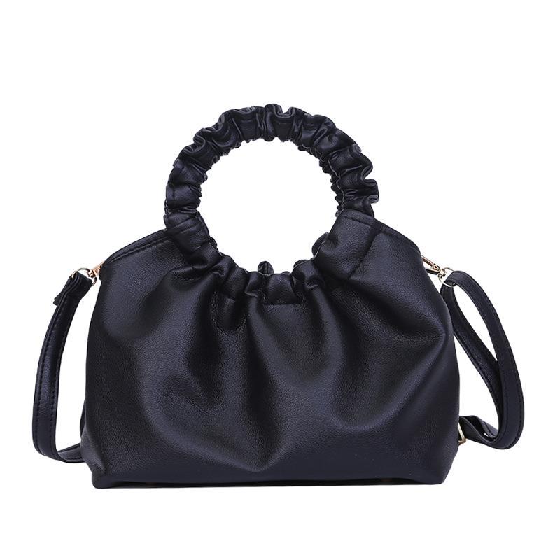 2025 Summer New Fresh Literary Women's Bag Solid Color Messenger Bag Wrinkled Texture Portable Oblique Span Bag Women