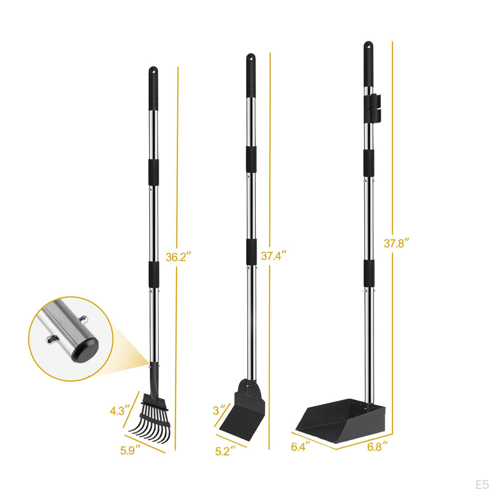 Регулируемая металлическая лопатка для какашек с длинной ручкой для средних и крупных — фото 7