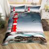 Nautical Anchor Duvet Cover Set Vintage Sail Boat Lighthouse Bedding Set Conch Starfish Seashell Ocean Wave Comforter Cover King