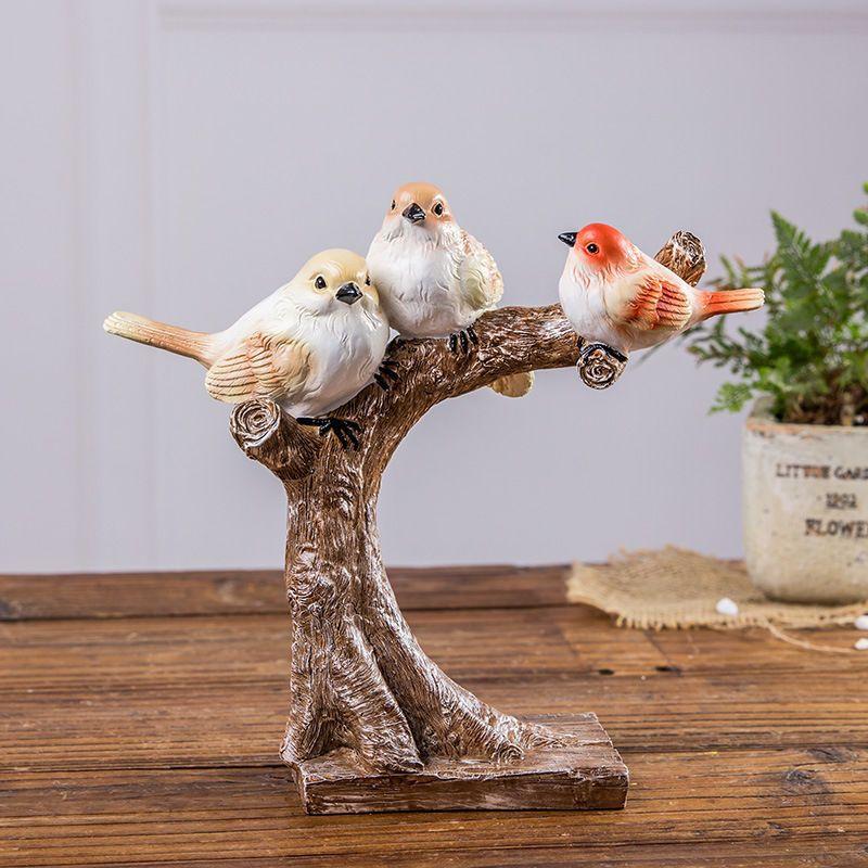 Nordic Vintage Resin Birds Statue Accessories Art Home Bedroom Desk Figurines Decoration Items Cafe Office Table Sculpture Decor