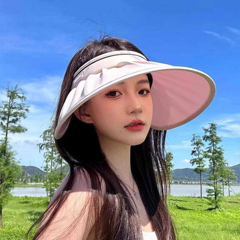 2026 Women'S Summer Large Brim Open Empty Top Sun Hat Upf 50+ Foldable Sunshade Hat Uv Protect Sun Protection Sun Cap