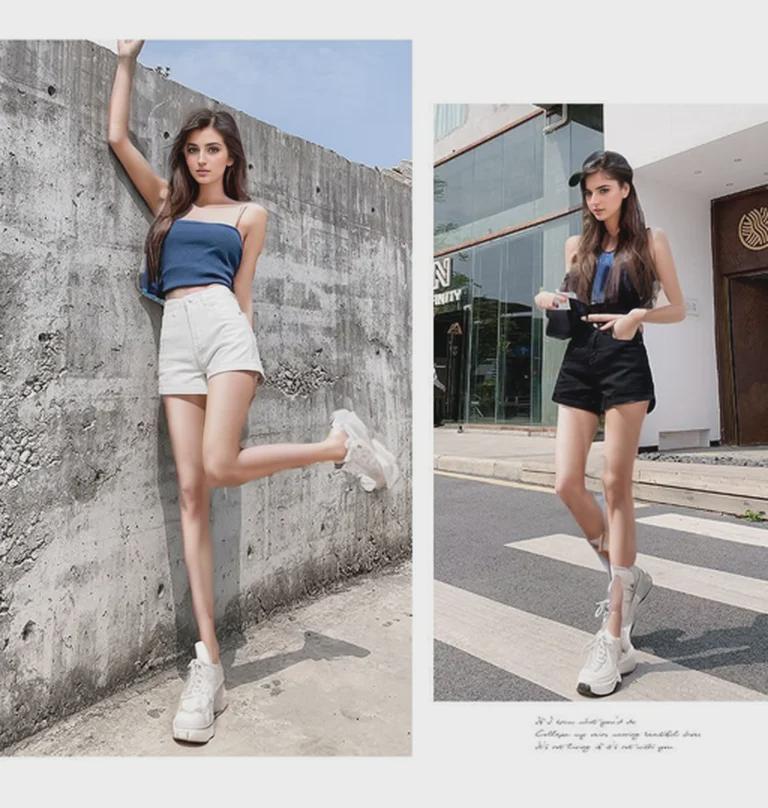 2021 Summer High-Waist White Denim A-Line Shorts for Women – Loose, Slimming Fit
