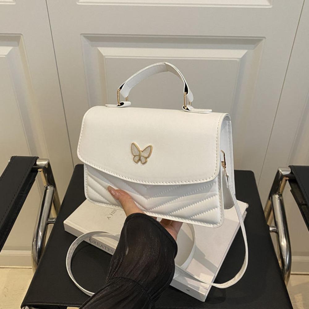 

Carrying Portable Small Square Bag PU Leather Elegant Shoulder Bag Class Commuting Style A