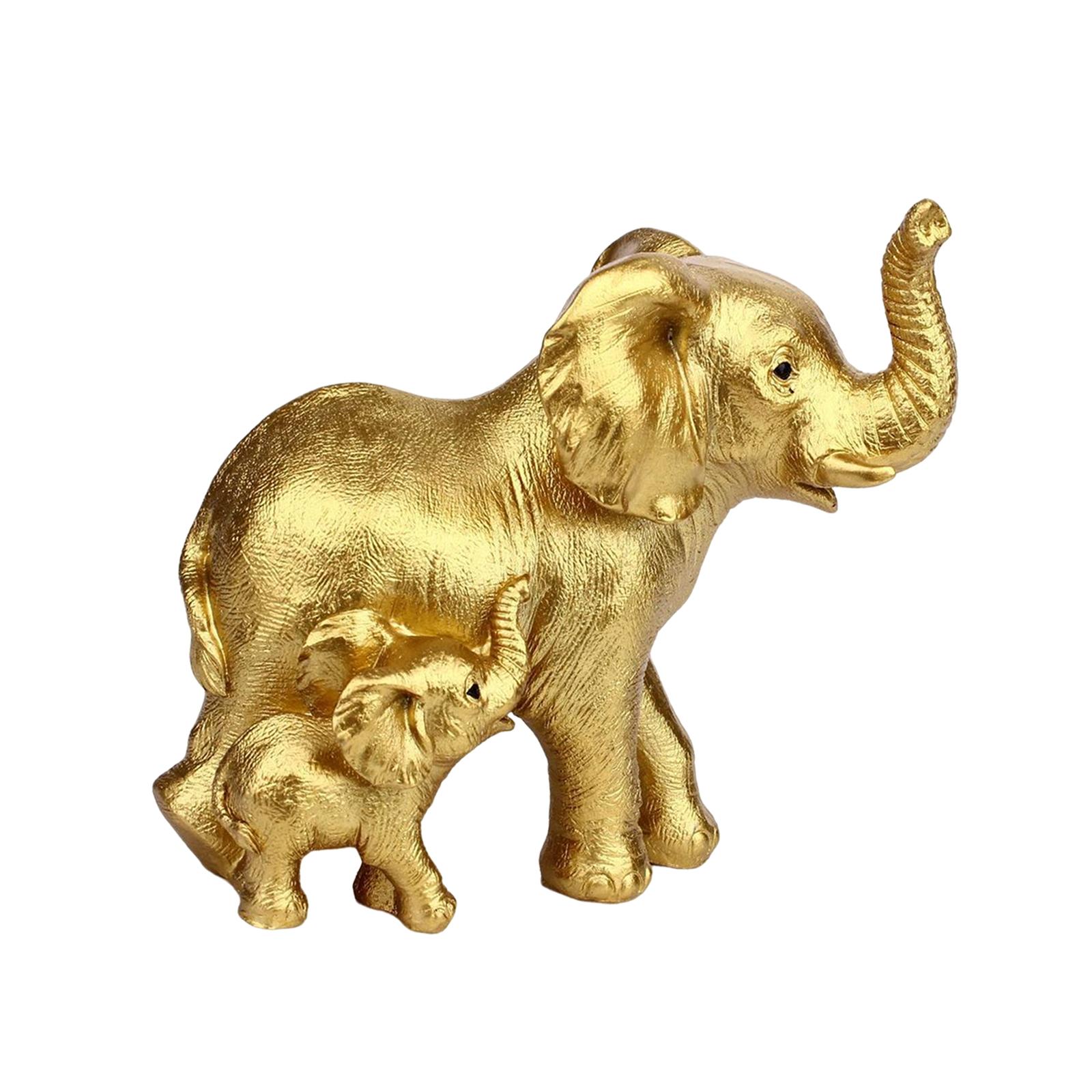 

Creative Elephant Statue, Table Miniature Ornament Resin Craft Animal Sculpture for Dining Room Gifts Office Home золотий