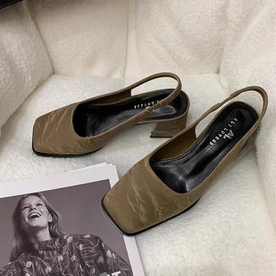 High Heels Sandals Women Square Toe Party Shoes Summer 2024 Slippers Fashion New Chunky Elegant Female Pumps Zapatos Slingback