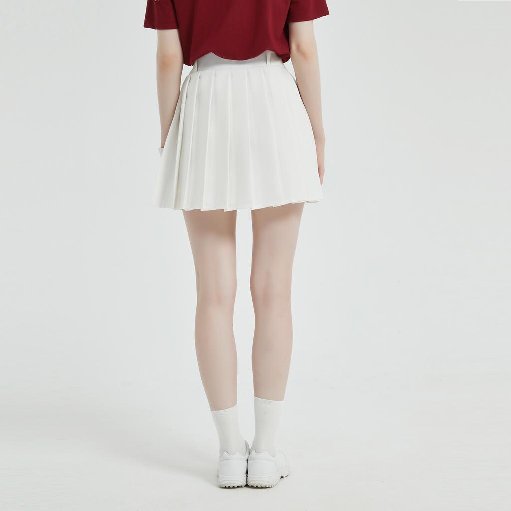 E.PARCA Wet Cream Pleated Skirt
