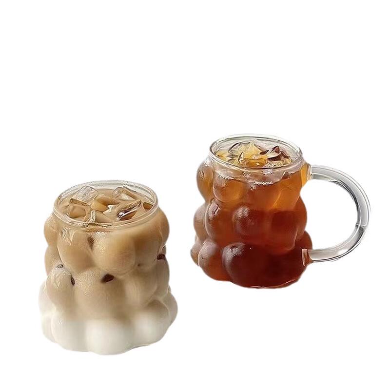 350ml Glass Cold Drink Cup with Straw and Wooden Lid