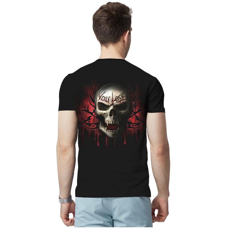 Men's Casual Skull 3D Printed T-shirt Summer Mountain Short Sleeve Top