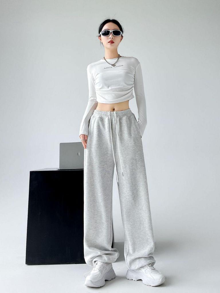 Women's High Waist Wide-Leg Sweatpants: 2025 American Spring/Autumn Style Joggers