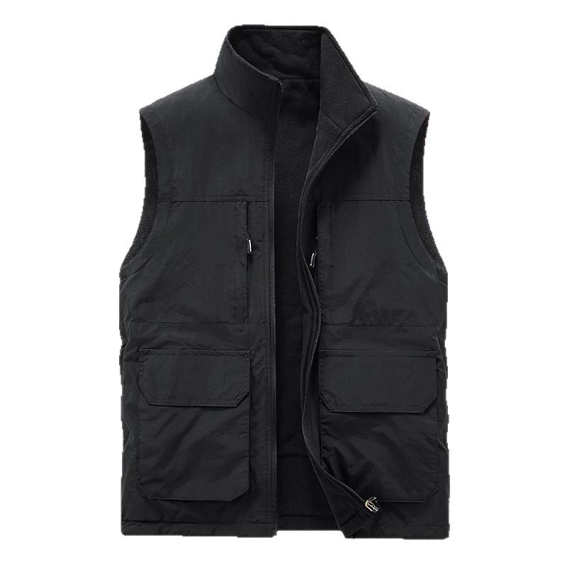 

Новый осенне-зимний мужской двухсторонний бархатный жилет для улицы, повседневный жилет-рабочая лошадка с несколькими карманами, куртка без рукавов 5XL