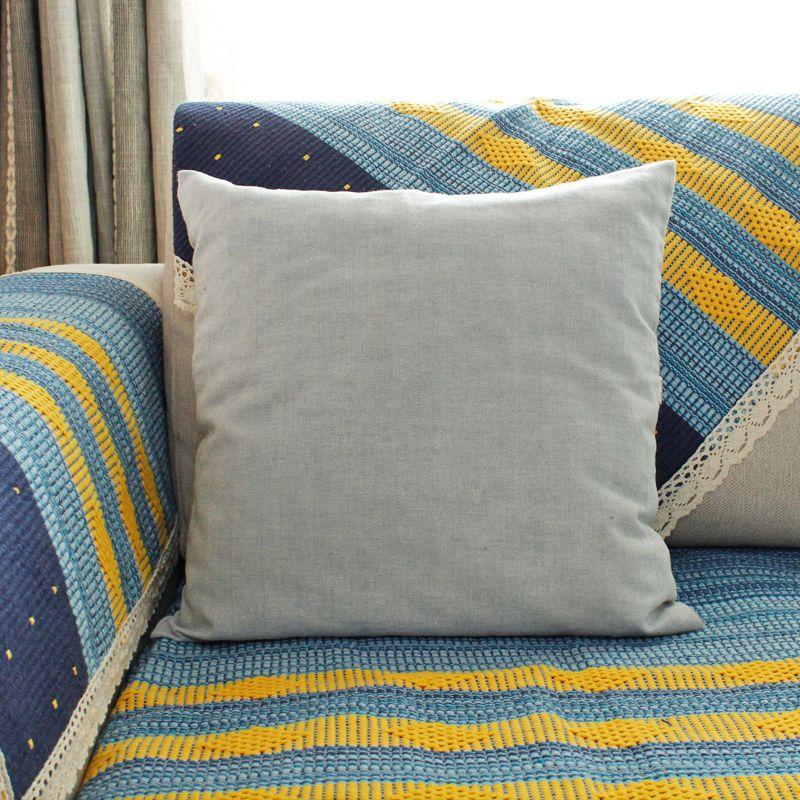 

Минималистичная полосатая наволочка для офисной подушки в японском стиле из хлопка и льна Light blue 40*40cm pillow case (excluding core)