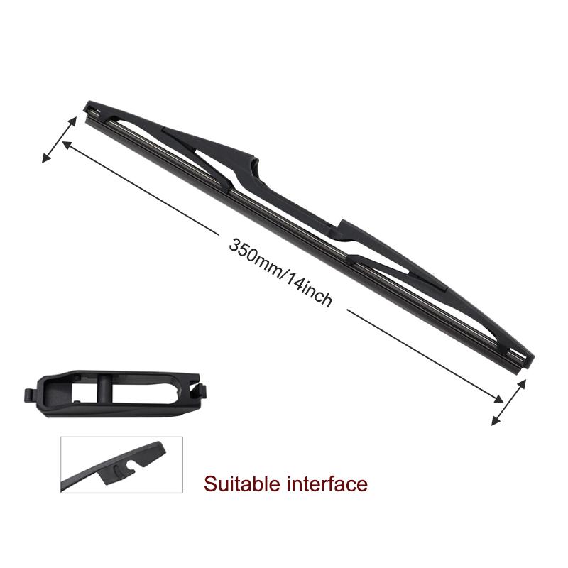 14" Car Rear Windshield Soft Rubber Wiper HD Quiet Automotive Wiper Car Accessories For Mazda 2  2008-2012