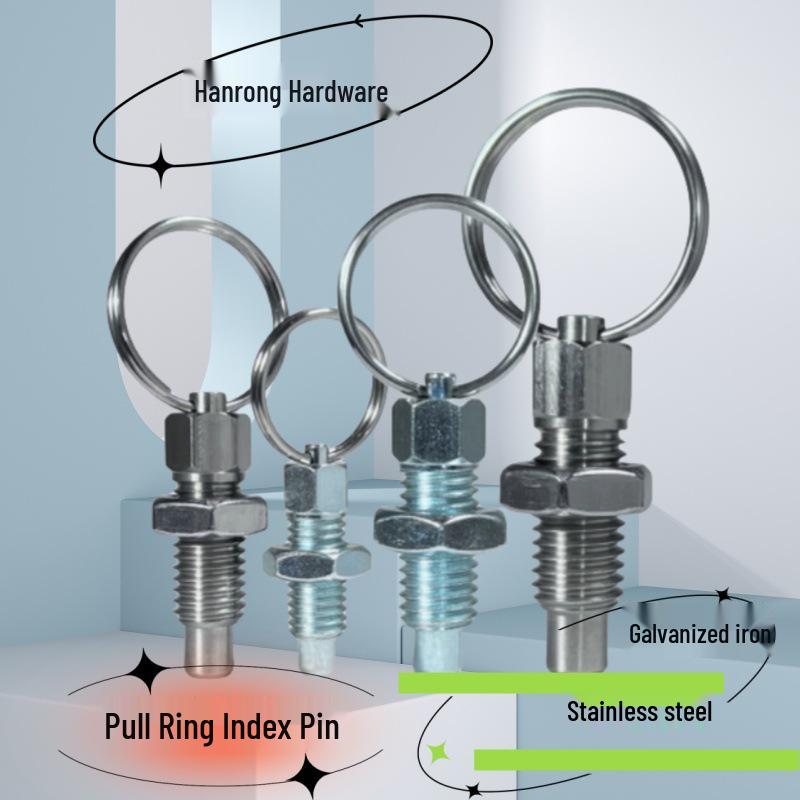 Pulling Ring Indexed Spring Pin with Knob Plunger Lock - Sizes M6, M8, M10, M12, M16
