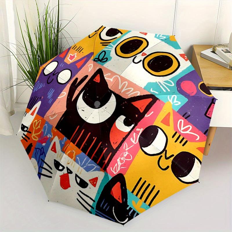 1pc Cat Whisker Automatic Open 8-Rib Windproof Umbrella, Travel & Commuting, Suitable for All Seasons