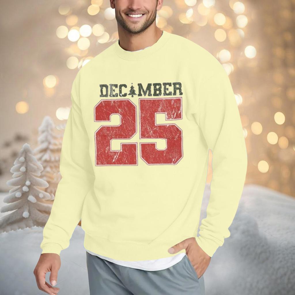 Christmas Print Loose Fit Round Neck Sweatshirt For Men