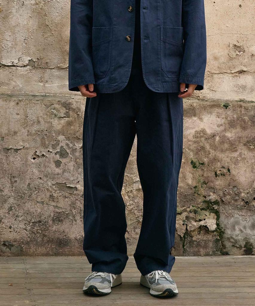 HEAVYI Heavy Cotton One-Pleat Pants_Navy