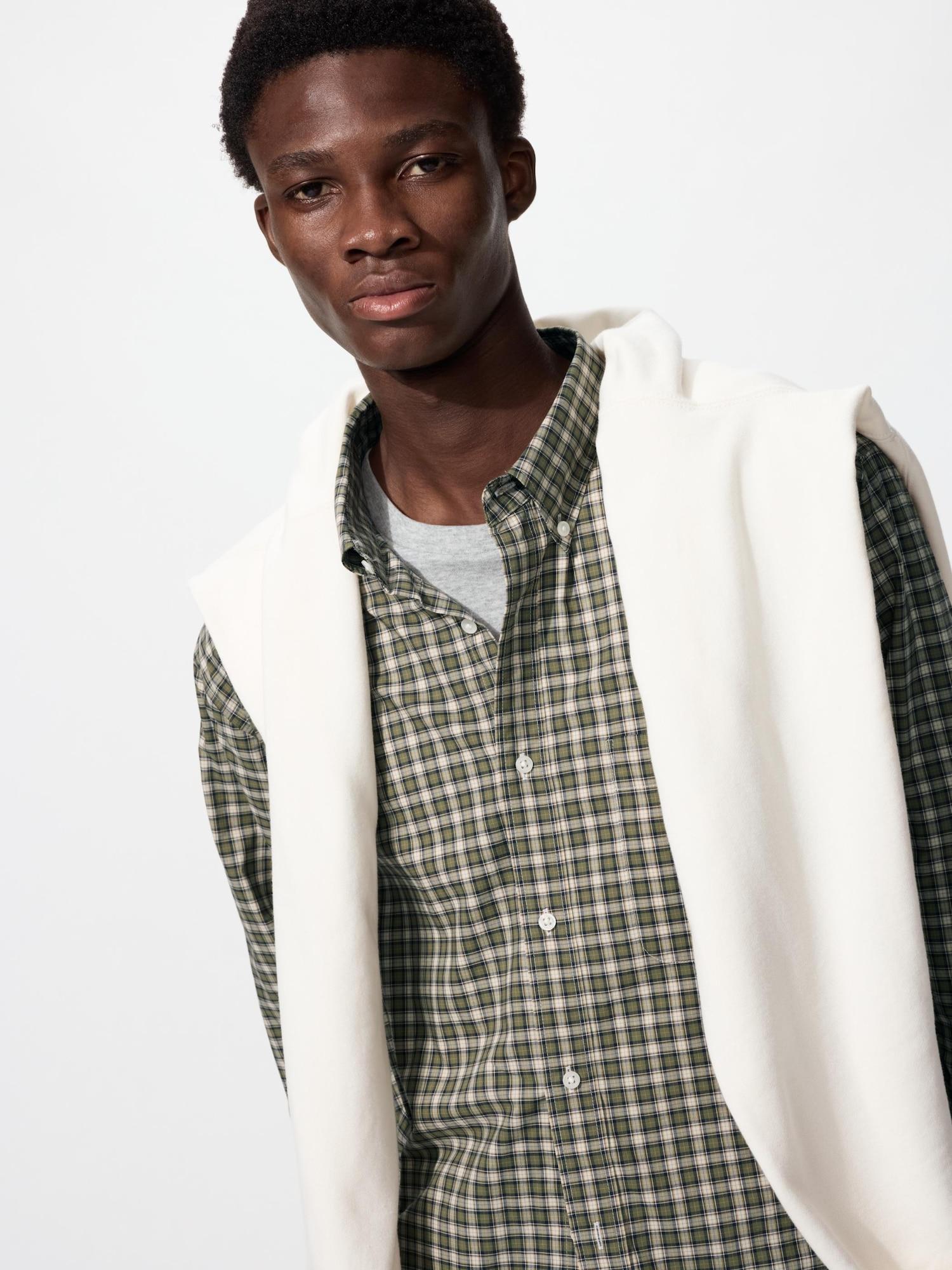 

Рубашка из поплина Uniqlo Длинный рукав Клетка B 56 OLIVE/UNISEX L