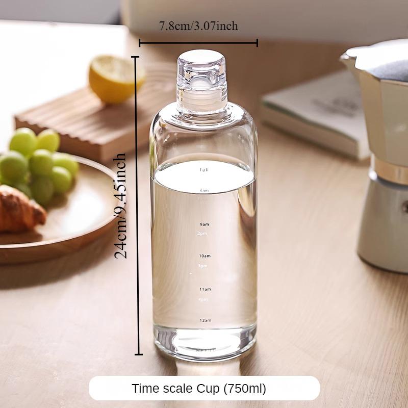 Japanese style time scale glass cup high value coffee drink juice cup portable large capacity transparent water cups