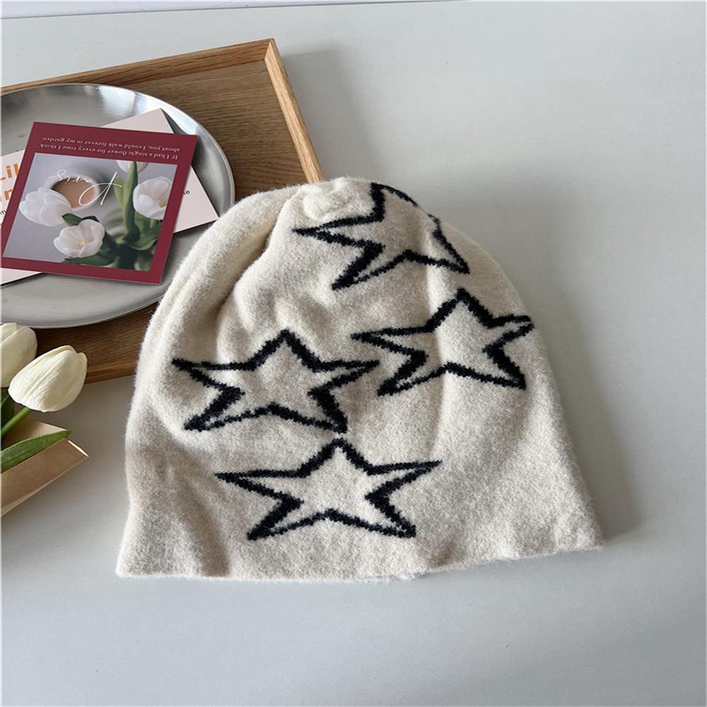 New Fashion Star Printed Winter Warm Pullover Hat For Men Women Knitted Wool Beanies Skullies Korean Hip-hop Beanie Street Punk