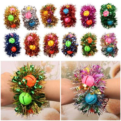 Kinder Tanzen Handgelenk Blume Glocke Herz Pailletten Dekor Helle Farben Snap Schnalle Armband Kinder Leistung Party Tragen Zubehör