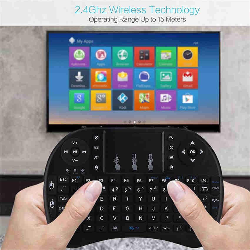 Mini-Funk Tastatur 2,4 GHz Englisch Air Mouse mit Touchpad für Laptop TV Android TV Box