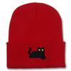 Cute Knit Beanies Embroidery Knit Cap Casual Embroidered Cat Knitted Hat  Winter