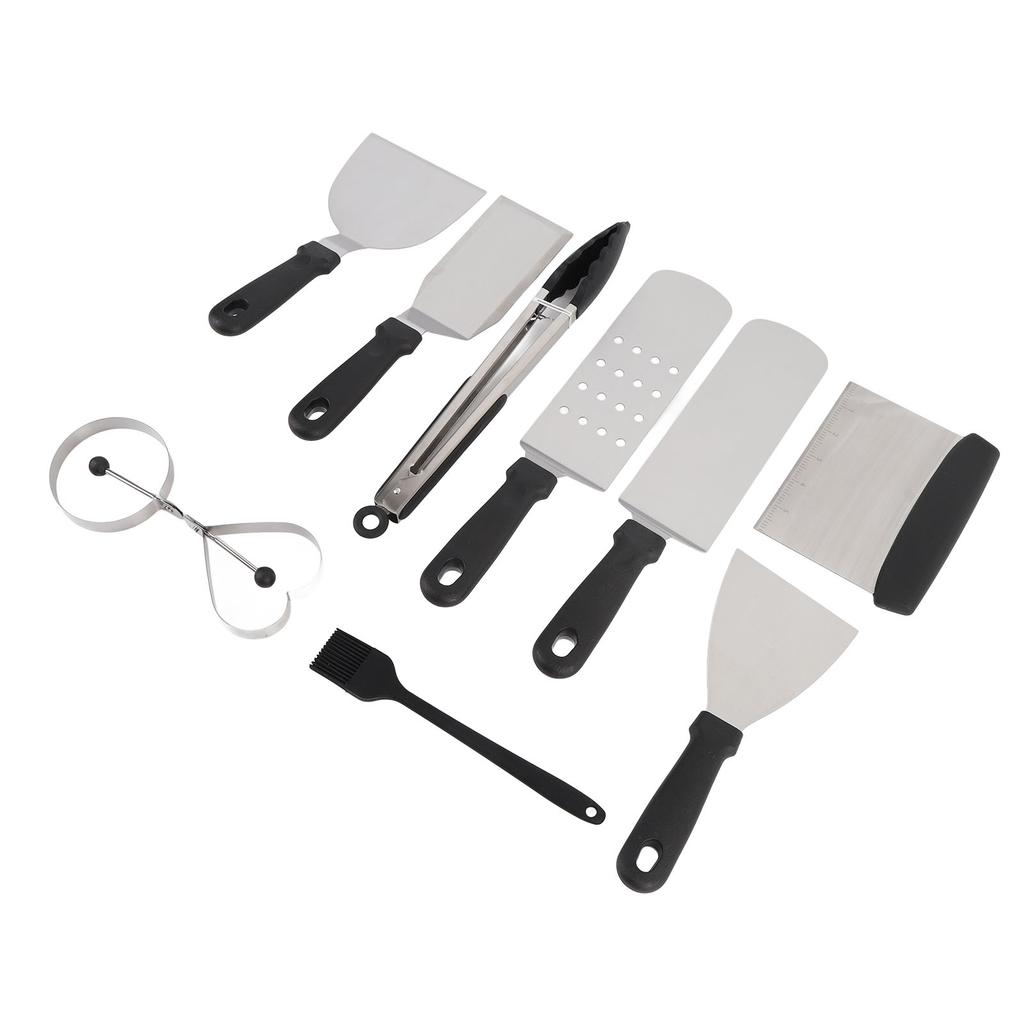 Griddle Accessories Kit Stainless Steel Flat Top Grill Tools Set with Spatulas Egg Rings for Outdoor Barbecue