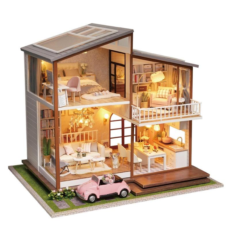 

FEOOE 3D Puzzle House Model - Fun DIY Hut Slow Time Villa Loft Doll House, +Dust Cover Creative Handmade Craft Kit for Adults Kids,Ideal Gift ZQW белый