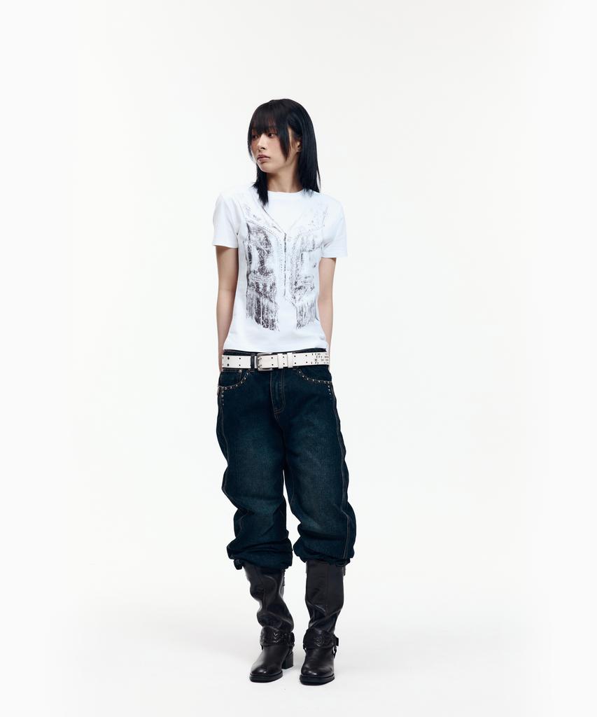 AAKAM Western Vest Half Top (White)