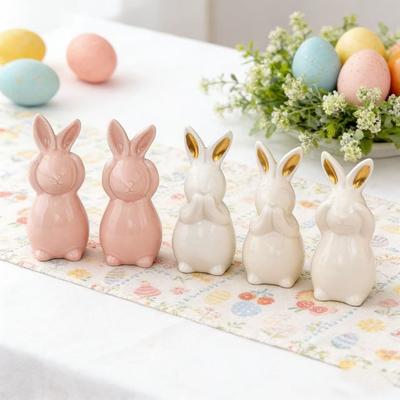 3PCS Minimalist Rabbit Figurines, Nordic Style Abstract Animal Sculpture for Home Shelf Decor, Modern Easter & Spring