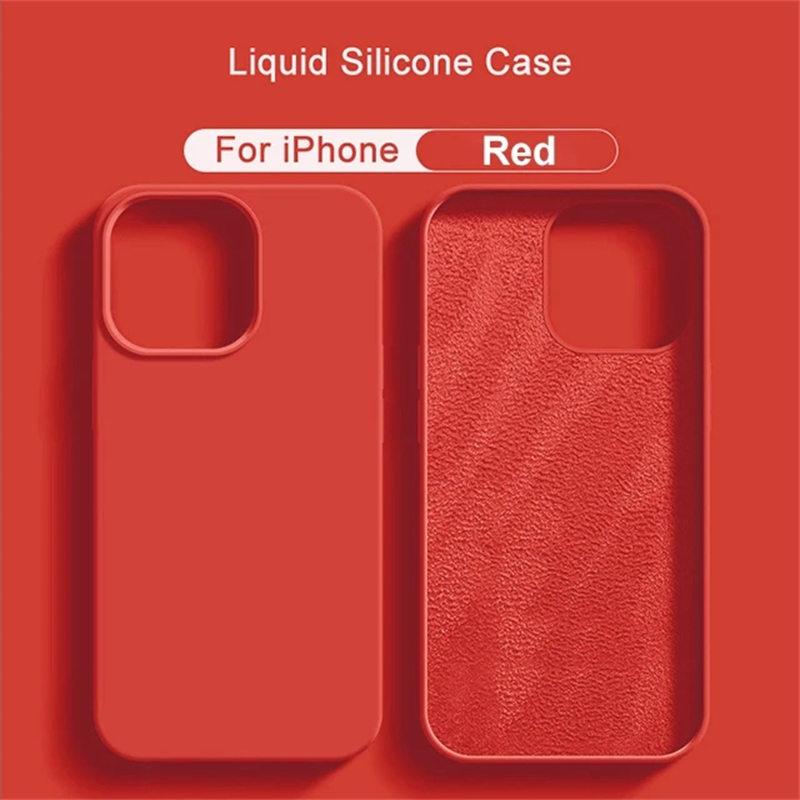 Liquid Silicone Case For iPhone 14 12 11 13 15 Pro Max Mini Luxury Shockproof Cover X XR XS 6 7 8 14 Plus SE Accessory