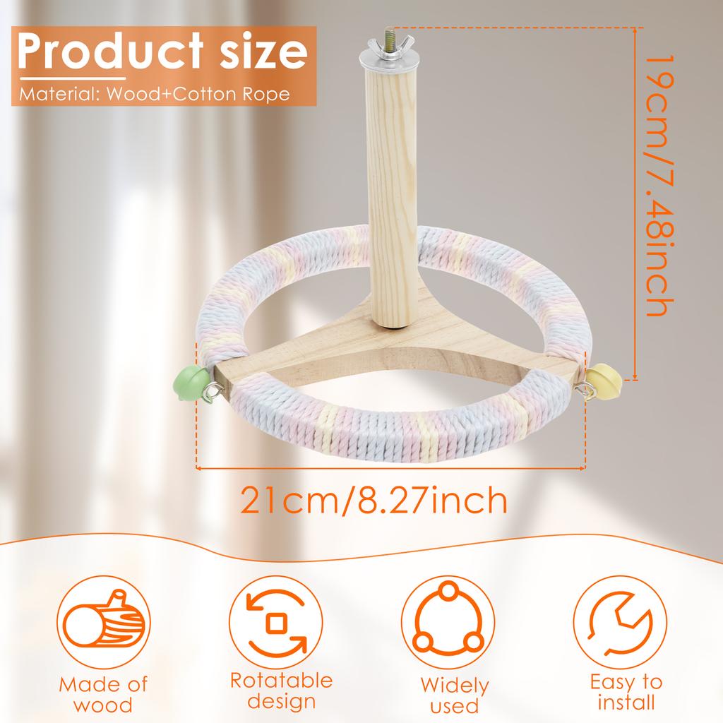 Parrot Perch Wood Stand Rotary Tabletop Training Bird Toy Versatile Interactive Bird Cage Accessories Home Bird Raising Supplies