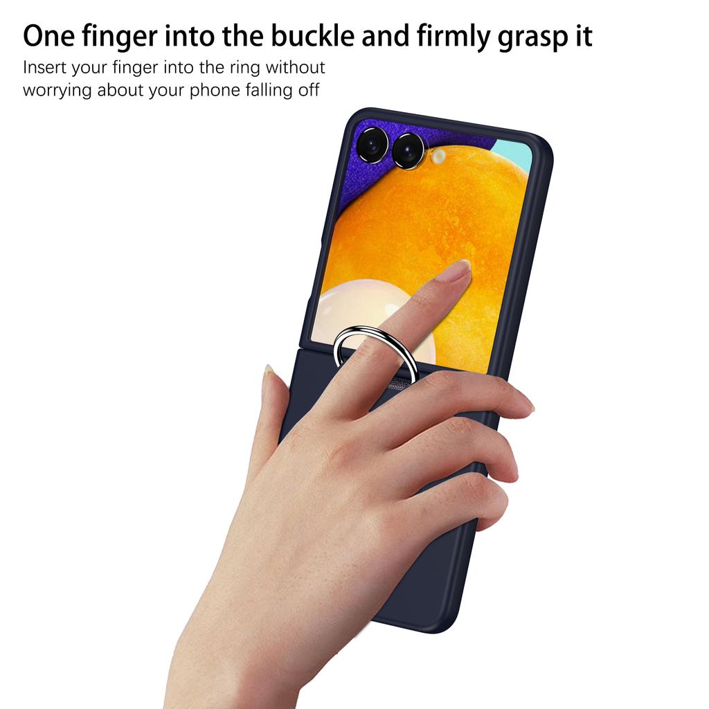 Luxury Ring Holder Phone Case for Samsung Galaxy Z Flip 7 FE 6 5 4 3 Flip7 Flip6 ZFlip7 Shockproof Matte Hard PC Back Cover